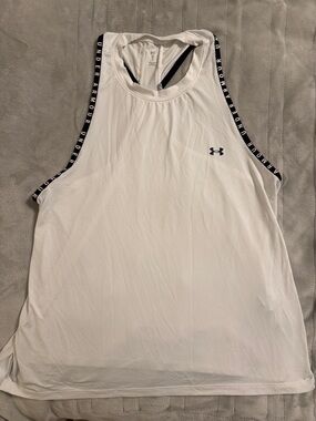 Under Armour White Tank with Black Branded Trim
